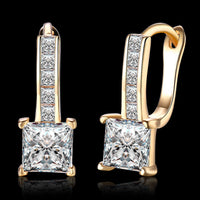 Yellow Gold Plated Earrings  Hoop Huggies AAA Zirconia  Latch Back Clasp L551
