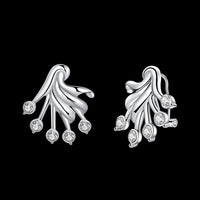 Sterling Silver Plated Earrings Flower Stud Push Back Clasp L697