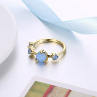 Brass Finger Rings with Opalite Size 9 Gold 18.9mm  P676