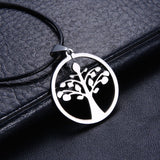 Mens Unisex Stainless Steel Leather Necklace Pendant Tree Of Life Good Luck L10