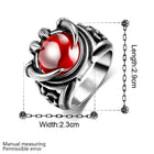 Stainless Steel Antique Gothic Biker Tribal Ring Black Red  Men's Unisex B208