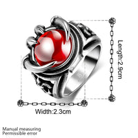 Stainless Steel Antique Gothic Biker Tribal Ring Black Red  Men's Unisex B208