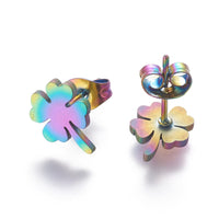 Stainless Steel Set Stud Earring Pendant Necklace Clover 18" ; 10x8mm P2