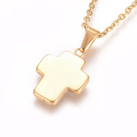 Stainless Steel Enamel Pendant Necklace Chain Lobster Cross Gold 17.5" 1.5m A250