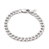 Vacuum Plating Stainless Steel Cuban Bracelet Lobster Clasp Silver Z164