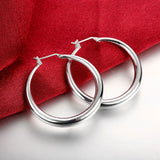 Sterling Silver Plated Earrings Hoop Hinged Hoop 1.36" L332