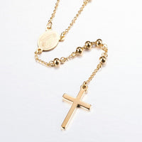 Stainless Steel Pendant Necklaces Rosary Bead Necklaces Gold 24.96"  P667