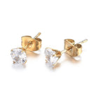 Stainless Steel Set Flower Pendant Necklace Stud Earrings Lobster Gold 18" Z765