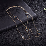 Yellow Gold Plated Necklace Chain AAA Zirconia Blue Lobster Clasp B379