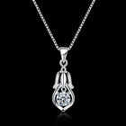 Sterling Silver Necklace Pendant Drop AAA Zirconia 18" 1MM Lobster Clasp B408