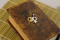 Stainless Steel Lovers Gender Zirconia Pendant Beads Necklace Silver Gold L176