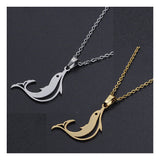 Stainless Steel Pendant Necklace Lobster Clasp Dolphin Silver 17.71" 1.5mm P94