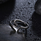 Platinum Black Gunmetal Plated Band Plain Ring Women's Black B535