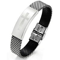 Unisex Men Women's Stainless Steel Black Rubber Bracelet 8" G11