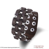 Leather Bracelet Handmade Brown 9 Inches 34MM Button Clasp L523