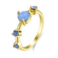 Brass Finger Rings with Opalite Size 9 Gold 18.9mm  P676