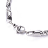 Stainless Steel Rope Chain Bracelet Lobster Silver 8-7/8inches(22.5cm) 5mm Z97