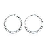 Sterling Silver Plated Earrings Hoop Hinged Hoop 1.36" L332