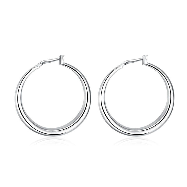 Sterling Silver Plated Earrings Hoop Hinged Hoop 1.36" L332