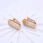 Yellow Gold Platinum Plated Earrings Hoop Huggies Zirconia Latch Back Clasp L545