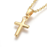 304 Stainless Steel Pendant Necklace Chain Lobster Cross Gold 17.5" 1.5mm  A217