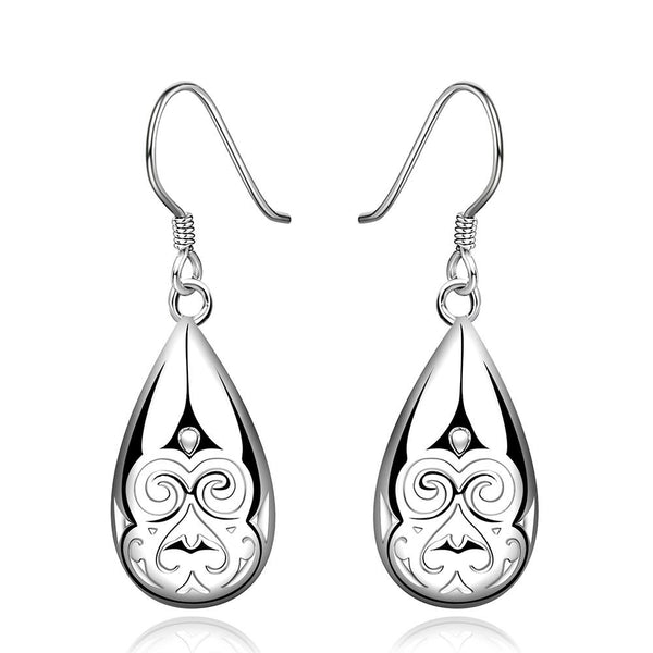 Sterling Silver Plated Earrings Drop Dangle  Fish Hook .52" L365