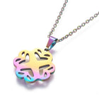 Stainless Steel Set Stud Earring Pendant Necklace Flower 17.7" Pin 0.8mm P487