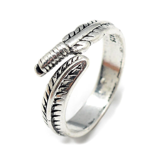 Alloy Finger Ring Wide Ring Leaf Adjustable Antique Size 6 Adjustable 16mm P434