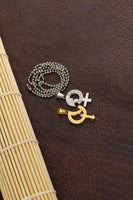 Stainless Steel Lovers Gender Zirconia Pendant Beads Necklace Silver Gold L176