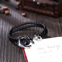 Stainless Steel Leather Bracelet 8 Inches 9MM Hook Clasp L386