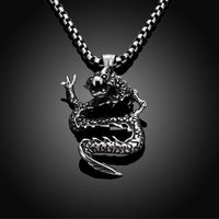 Stainless Steel Necklace Pendant Dragon Biker Gothic 23" 3.5MM Lobster B236