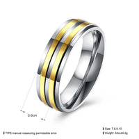 Stainless Steel Band Fashion Wedding Ring Yellow Gold Men's Unisex B469