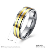 Stainless Steel Band Fashion Wedding Ring Yellow Gold Men's Unisex B469