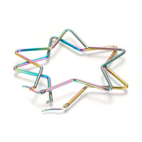 Stainless Steel Hoop Earrings Star Multi 12 Gauge 72.5x74 2mm Pin: 1x0.6mm A198