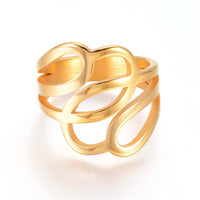 304 Stainless Steel Finger Rings Gold Size 7 17mm  A34