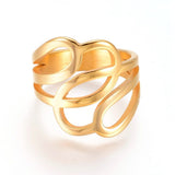 304 Stainless Steel Finger Rings Gold Size 7 17mm  A34
