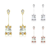 Rose Gold Plated Earrings Drop Dangle AAA Zirconia Push Back .56" L266
