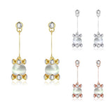 Rose Gold Plated Earrings Drop Dangle AAA Zirconia Push Back .56" L266