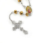 Pendant Necklace Stainless Steel Rosary Beaded Crucifix Cross Silver 27.5" P114