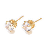 Stud Earrings 316 Stainless Steel Clear Cubic Zirconia 18K Gold 6mm 0.7mm Z320