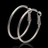 White Gold Latch Back Hoop Bali Earrings L133