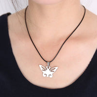 Men's Unisex Stainless Steel Leather Necklace Butterfly Animals L51