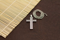 Stainless Steel Cross Pendant Beads Necklace Unisex Silver L159