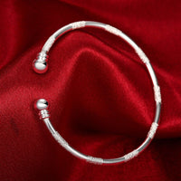 Sterling Silver Plated Bracelet Adjustable 3MM No Clasp L228