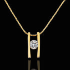 Gold Plated Necklace Pendant Zirconia 20 Inches 1MM Lobster B74