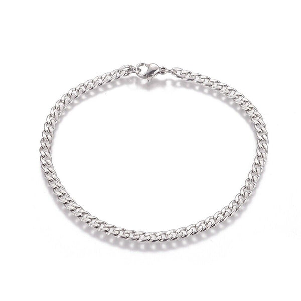 Stainless Steel Curb Chain Bracelet Lobster Clasp Silver Color 8.2" 4x5mm P229