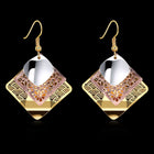 Yellow Gold Platinum Plated Earrings Chandelier Fish Hook Clasp L625