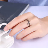 Platinum Black Gunmetal Plated Band Plain Ring Women's Black B535