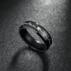 Stainless Steel Band Wedding Ring Black Men's Unisex Heart Rate B428