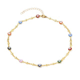 Enamel Necklace Stainless Steel Lobster Evil Eye Star Gold 13.5" 16" Z536